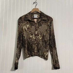Burke Avenue M NWT Paisley Button Up Shirt Made In Canada Dark Academia Boho VTG